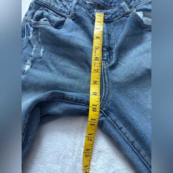 Distressed Wide Leg Jeans Ripped Denim High Waist Blue Size‎ 29 - Picture 2 of 7